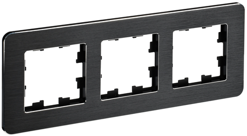 Рамка 3 поста IEK BRITE BR-M32-M-21-K02 металлик черный, крупный план