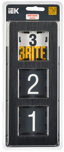 Рамка 3 поста IEK BRITE BR-M32-M-21-K02 металлик черный, крупный план