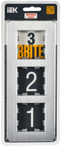 Рамка 3 поста IEK BRITE BR-M32-M-21-K47 алюминий, фотография