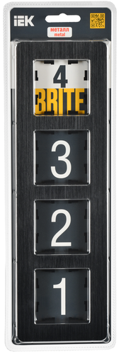 Рамка 4 поста IEK BRITE BR-M42-M-21-K02 металлик черный, изображение
