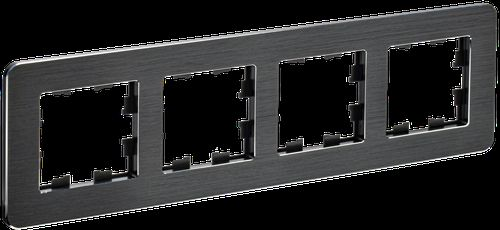 Рамка 4 поста IEK BRITE BR-M42-M-21-K02 металлик черный, крупный план
