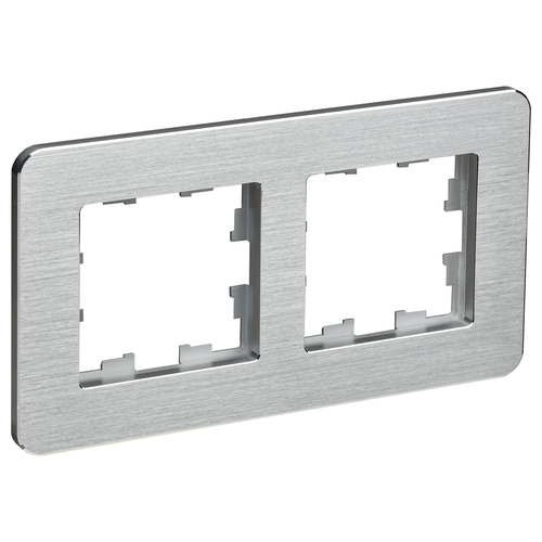 Рамка 2 поста IEK BRITE BR-M22-M-21-K47 алюминий, крупный план