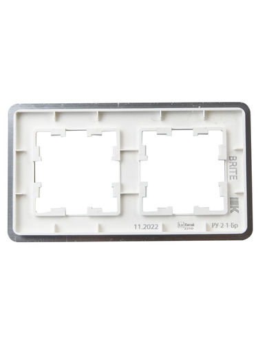 Рамка 2 поста IEK BRITE BR-M22-M-21-K47 алюминий, фотография