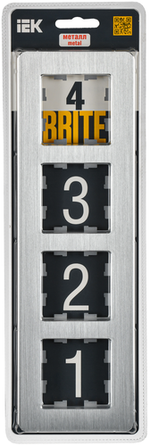 Рамка 4 поста IEK BRITE BR-M42-M-21-K47 алюминий, картинка