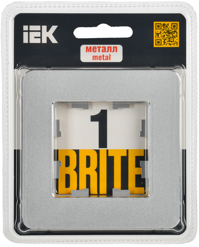 Рамка IEK Brite 1-местная РУ-1-1-Бр металл алюмин., изображение