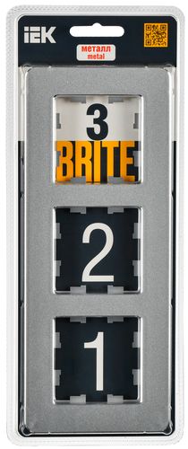 Рамка 3 поста IEK BRITE BR-M32-M-01-K47 алюминий, фотография