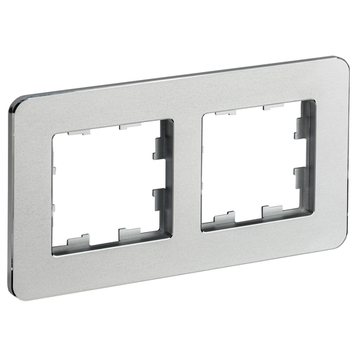 Рамка 2 поста IEK BRITE BR-M22-M-01-K47 алюминий, изображение