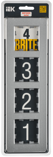 Рамка 4 поста IEK BRITE BR-M42-M-01-K47 алюминий, картинка