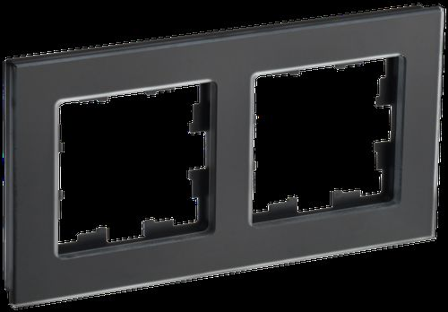 Рамка 2 поста IEK BRITE стекло черное матовое, изображение