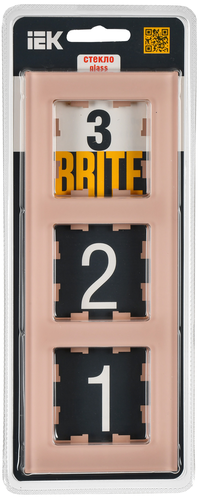 Рамка 3 поста IEK BRITE персиковый матовый, картинка