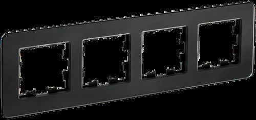 Рамка 4 поста IEK BRITE стекло черное, картинка