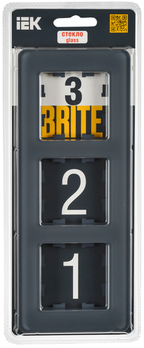 Рамка 3 поста IEK BRITE BR-M32-G-41-K53 графит, детальное фото