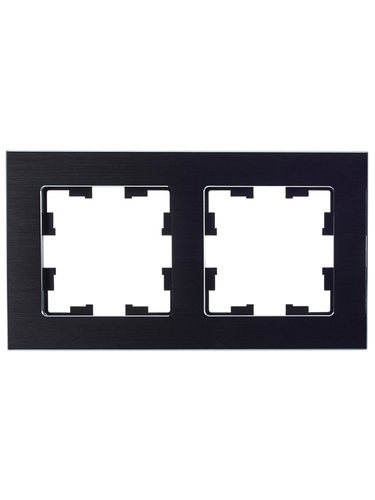Рамка 2 поста IEK BRITE BR-M22-M-K02 металлик черный, изображение