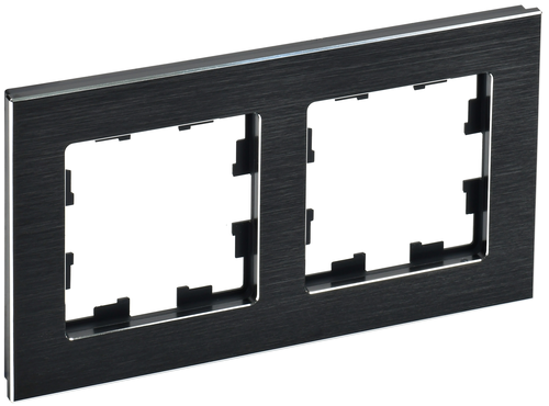 Рамка 2 поста IEK BRITE BR-M22-M-K02 металлик черный, фотография