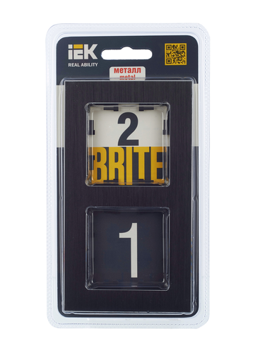 Рамка 2 поста IEK BRITE BR-M22-M-K02 металлик черный, детальное фото