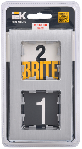 Рамка 2 поста IEK BRITE BR-M22-M-K47 алюминий, фотография