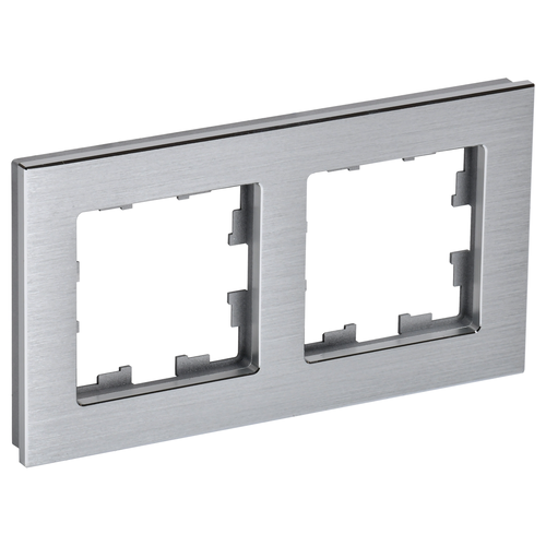 Рамка 2 поста IEK BRITE BR-M22-M-K47 алюминий, крупный план