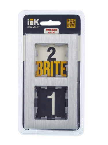 Рамка 2 поста IEK BRITE BR-M22-M-K47 алюминий, картинка