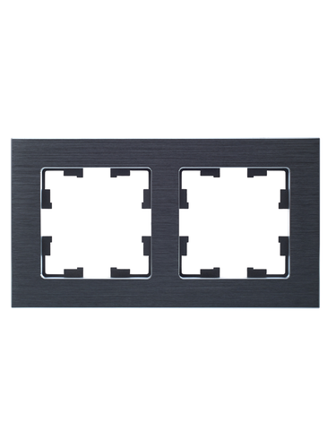 Рамка 2 поста IEK BRITE BR-M22-M-K47 алюминий, картинка