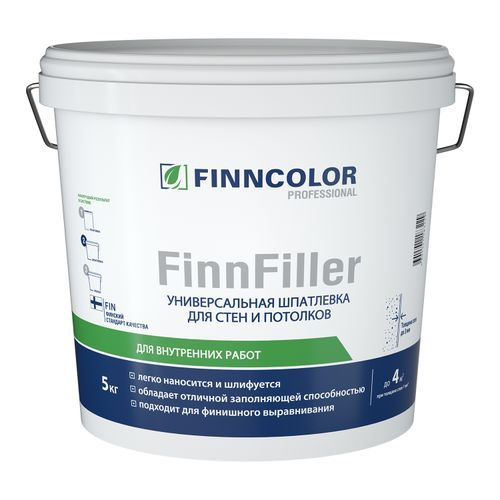 Шпатлевка финишная FINNFILLER 5 кг / 3л, вид