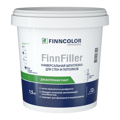 Шпатлевка финишная FINNFILLER 1,5 кг / 0,9л, изображение