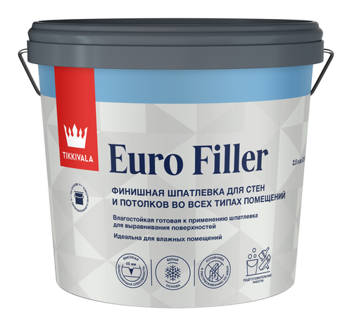 Шпатлевка финишная Tikkurila/Tikkivala Euro Filler белая 2,5 л, вид