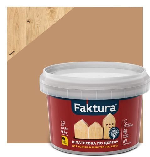 Шпатлевка FAKTURA по дереву бук, банка 0,4 кг, фотография