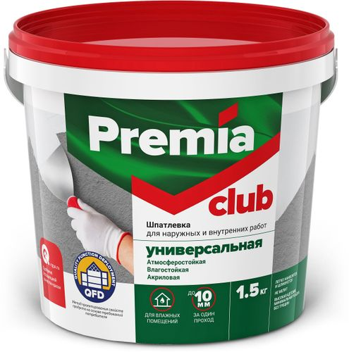 Шпатлевка Premia Club универсальная для наружных и внутренних работ ведро 1,5 кг, картинка