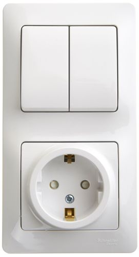 Комбинированный блок 2 поста 2 клавиши Schneider Electric Glossa GSL000174 белый, вид