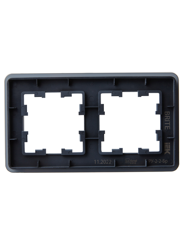 Рамка 2 поста IEK BRITE BR-M22-G-41-K53 графит, крупный план