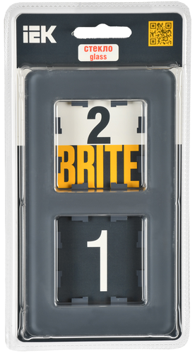 Рамка 2 поста IEK BRITE BR-M22-G-41-K53 графит, детальное фото