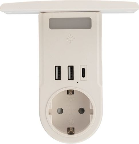 Адаптер USB многофункциональный 2хUSB-A, USB-С, розетка 220-250В REXANT, картинка