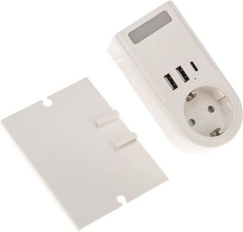 Адаптер USB многофункциональный 2хUSB-A, USB-С, розетка 220-250В REXANT, детальное фото