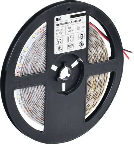 Светодиодная лента IEK SMD 2835 60LED IP65 12В 4,8Вт белый холодный 5 м, фото