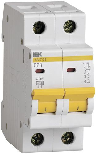 Автоматический выключатель IEK ВА47-29 2Р 63А 4,5кА х-ка С, картинка