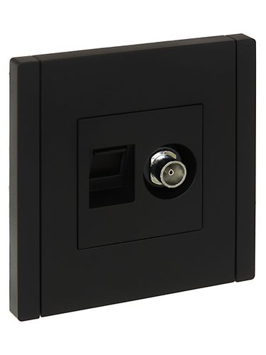 Розетка TV-RJ45 1 пост IEK FORTE&PIANO черный, крупный план