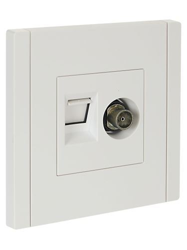 Розетка TV-RJ45 1 пост IEK FORTE&PIANO белый, крупный план