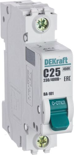 Автоматический выключатель DEKRAFT ВА-101 1P C25 A 4,5 кА, вид