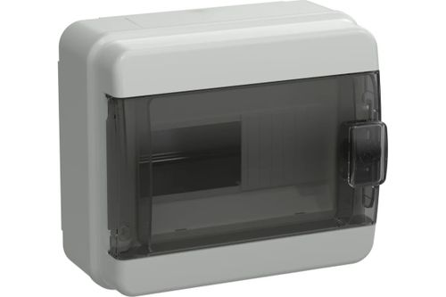 Корпус пластиковый IEK TEKFOR КМПн-8 IP65 черная прозрачная дверь, крупный план