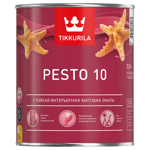 Эмаль Tikkurila/Tikkivala Pesto 10 матовая белая 0,9 л, крупный план