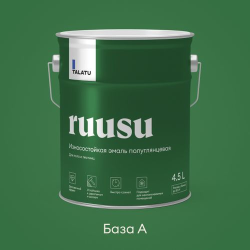 Эмаль для пола и лестниц полуглянцевая TALATU RUUSU БАЗА A 4,5 л, фото