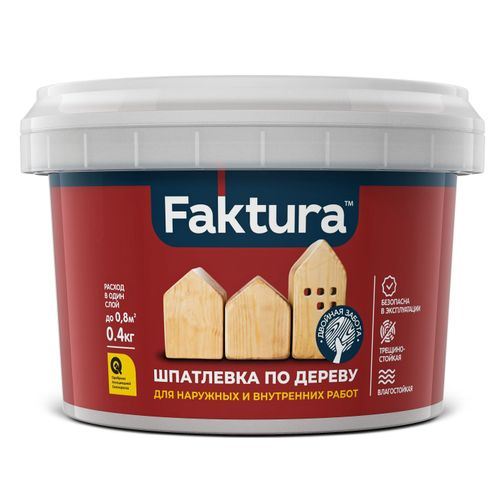 Шпатлевка FAKTURA по дереву сосна, банка 0,4 кг, крупный план