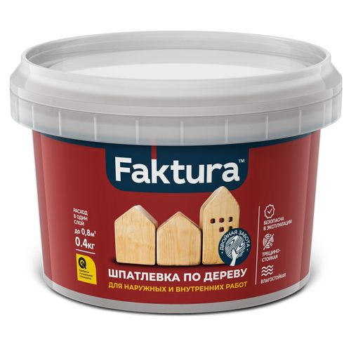 Шпатлевка FAKTURA по дереву сосна, банка 0,4 кг, детальное фото