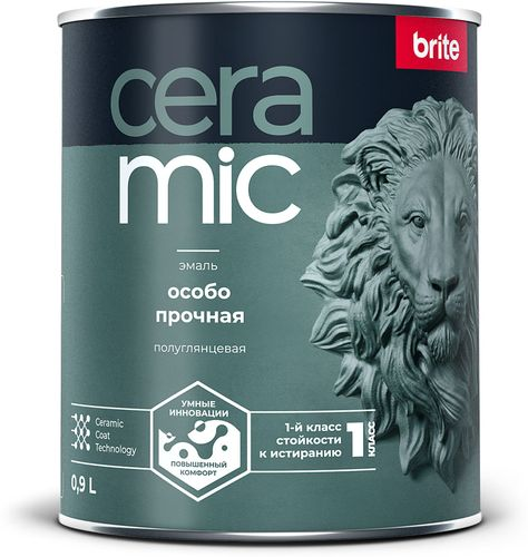 Эмаль BRITE CERAMIC особо прочная акриловая база А, банка 0,9 л, картинка