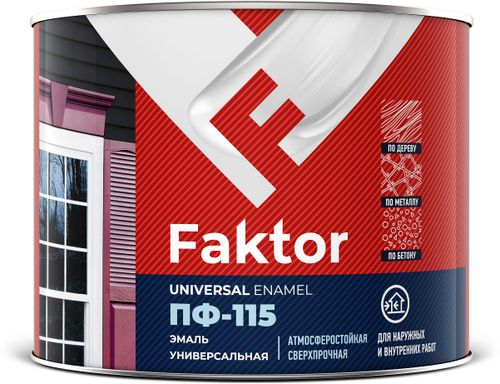 Эмаль FAKTOR пф-115 Черная, банка 1,9 кг, изображение