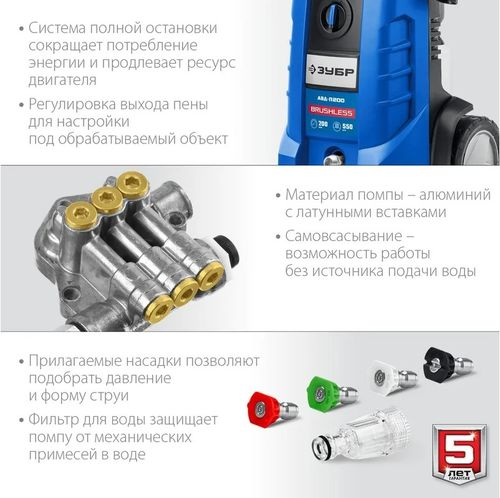 Мойка высокого давления ЗУБР Профессионал АВД-П200 2600 Вт 200 бар синяя, картинка