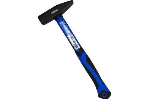 Слесарный молоток VERTEXTOOLS 400 г, фибергласовая обрезиненная рукоятка 10-20-400, крупный план
