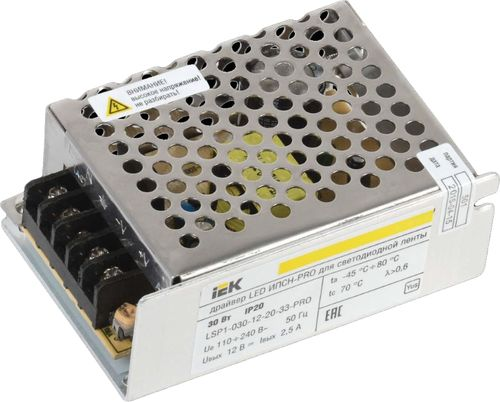 Драйвер для светодиодной ленты IEK LSP1-030-12-20-33-PRO 30 Вт 12 В 1x2,5 А IP20, изображение