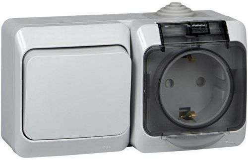 Комбинированный блок 2 поста 1 клавиша Schneider Electric ETUDE BPA16-241C серый, фото