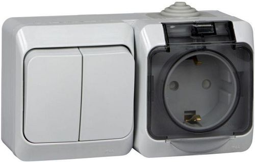 Комбинированный блок 2 поста 2 клавиши Schneider Electric ETUDE BPA16-242C серый, детальное фото